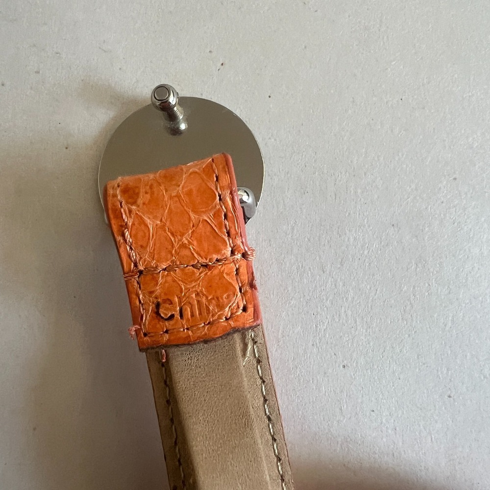 LB Belt Co Snakeskin Golf Belt Womens M Orange Concho Skinny Casual Preppy - Picture 6 of 11